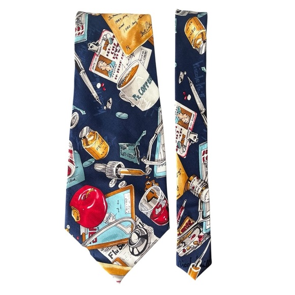 Vintage Nicole Miller 1994 Doctor Medical themed tie | 100% Silk | Made in Korea - Picture 2 of 9